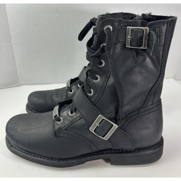 Harley Davidson Ranger 8” Black Leather Zip Lace Buckle Motorcycle Boot Mens 9 M - Picture 7 of 16